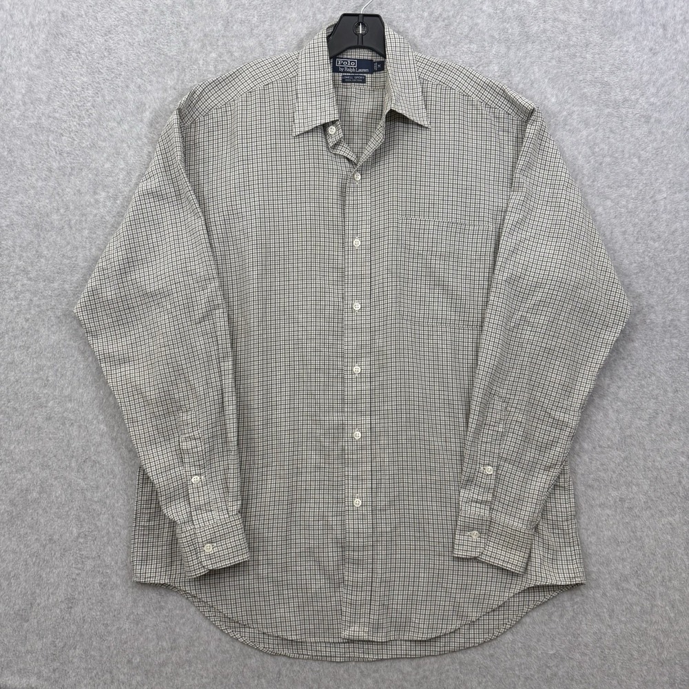 Polo Ralph Lauren Shirt Men's Medium Lowell Sport Check Plaid Button Long Sleeve